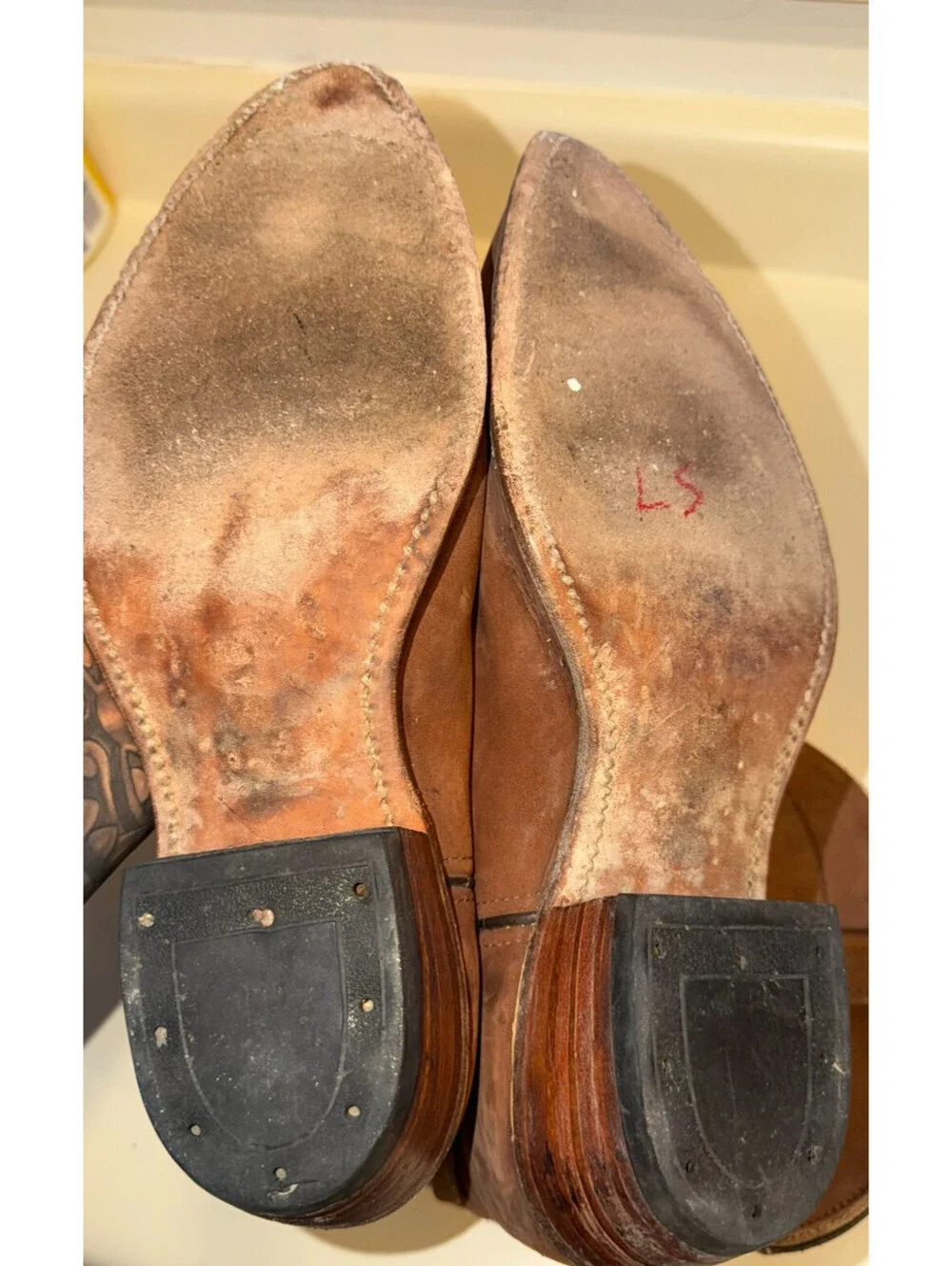 Vintage Santa Fe Boot Co Leather Cowboy Boots Mens 12 D Brown USA Union Made
